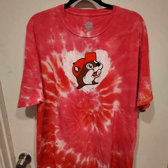 Buc-ee's My Heart Led Me Pink Tie Dye Graphic T-shirt Sz 2XL Casual Summer Beach - Picture 3 of 6
